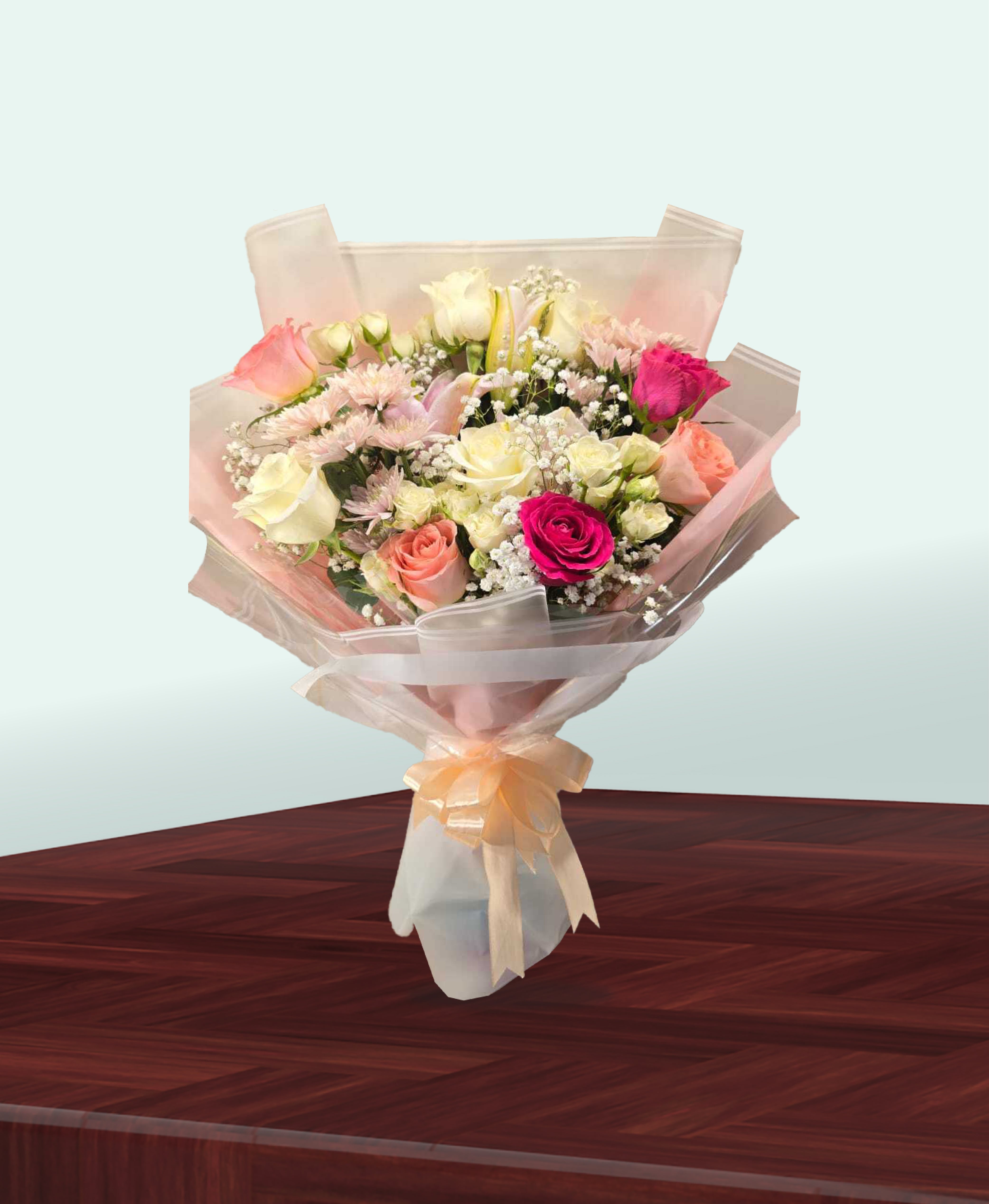 Ethereal Blush – Mixed Rose & Daisy Bouquet